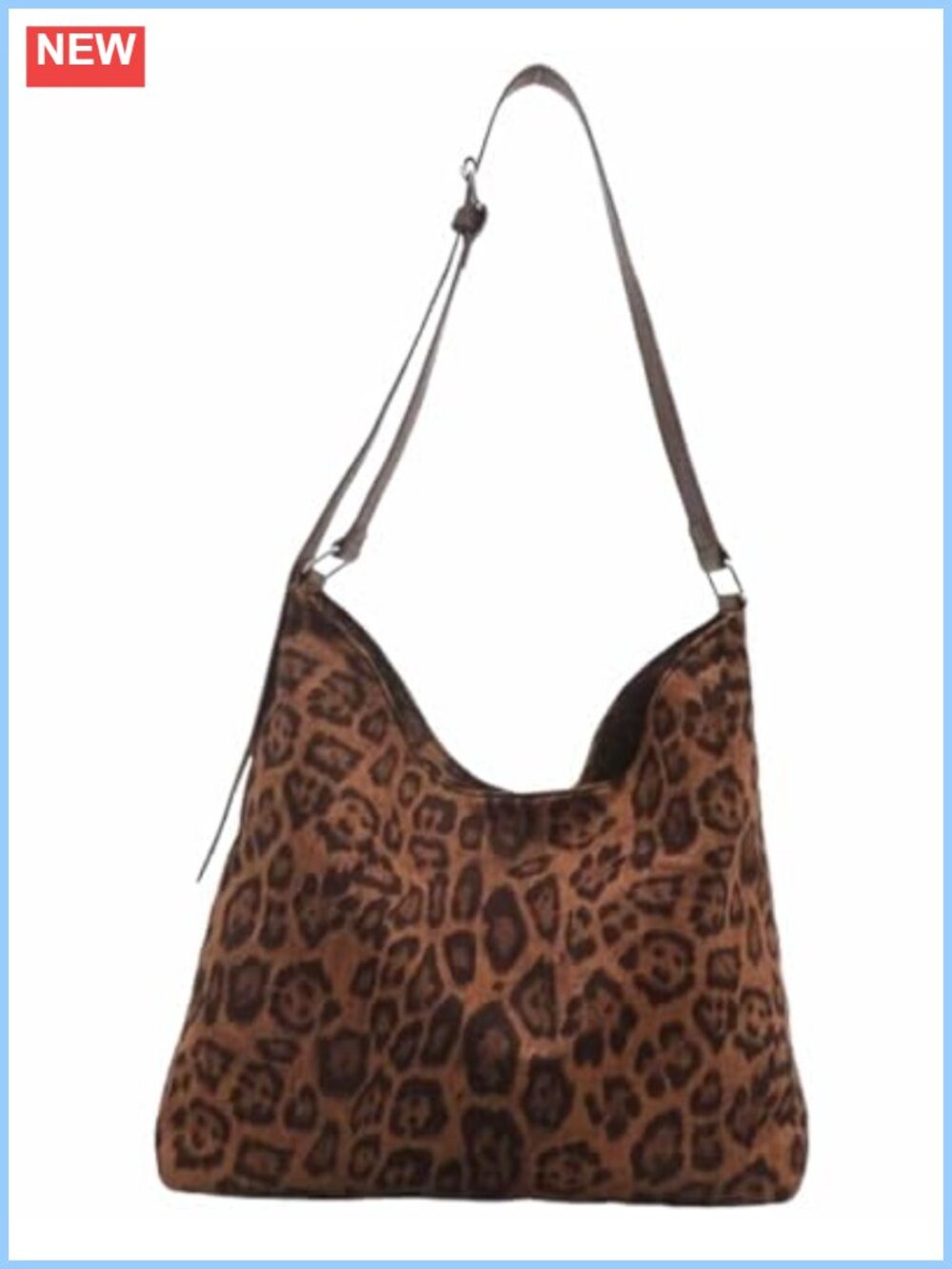 Leopard Print Hobo Bag Cheetah Tote Shoulder Crossbody Adjustable Strap